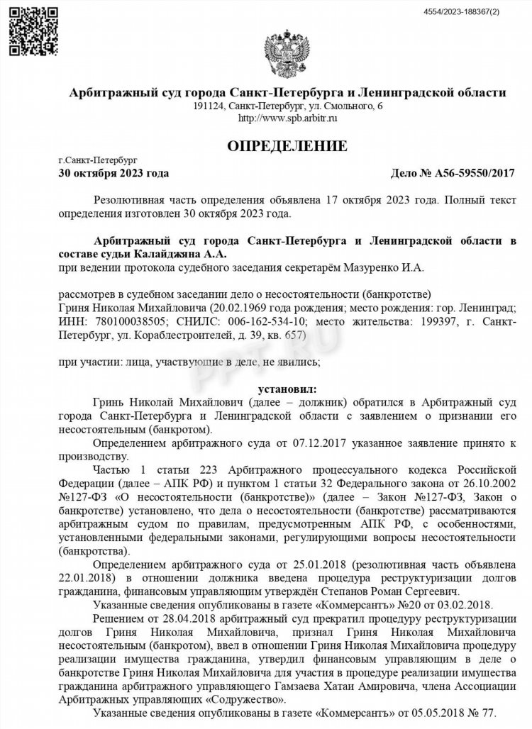 Последствия объявления себя банкротом